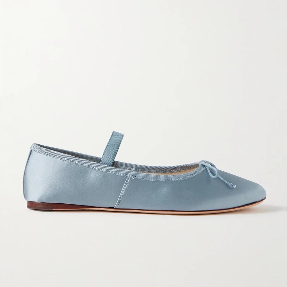 Loeffler Randall Leonie Grosgrain-trimmed Satin Ballet Flat in Baby Blue